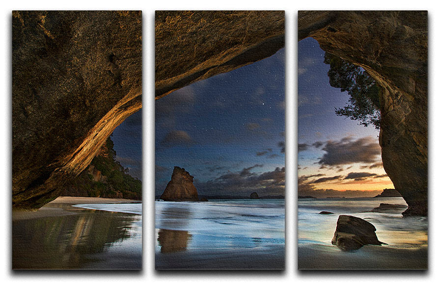 Cathedral Cove 3 Split Panel Canvas Print - Canvas Art Rocks - 1