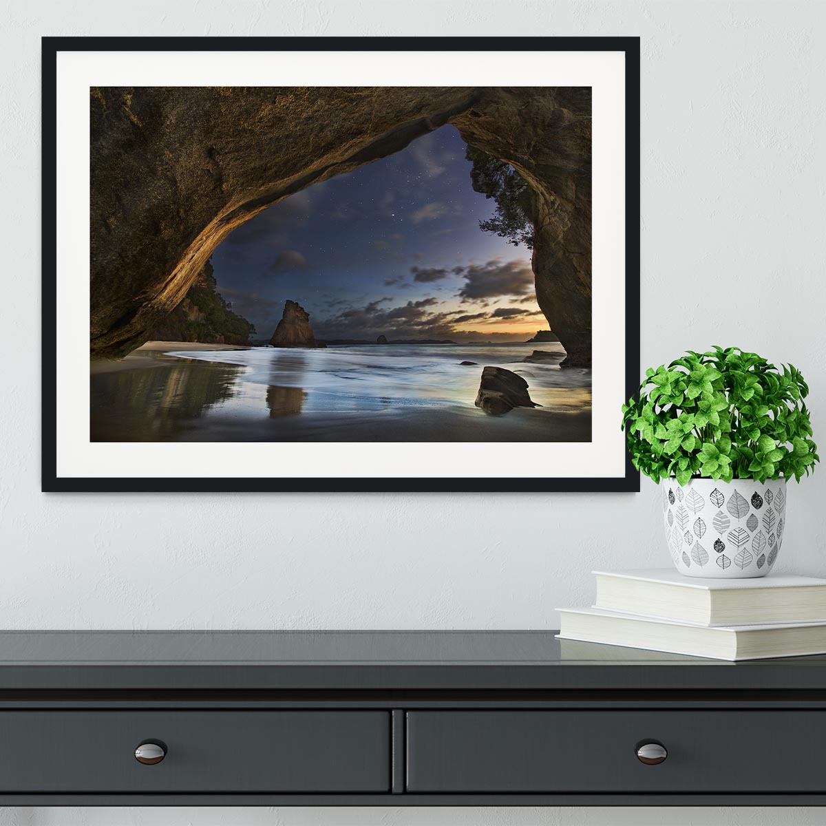 Cathedral Cove Framed Print - Canvas Art Rocks - 1