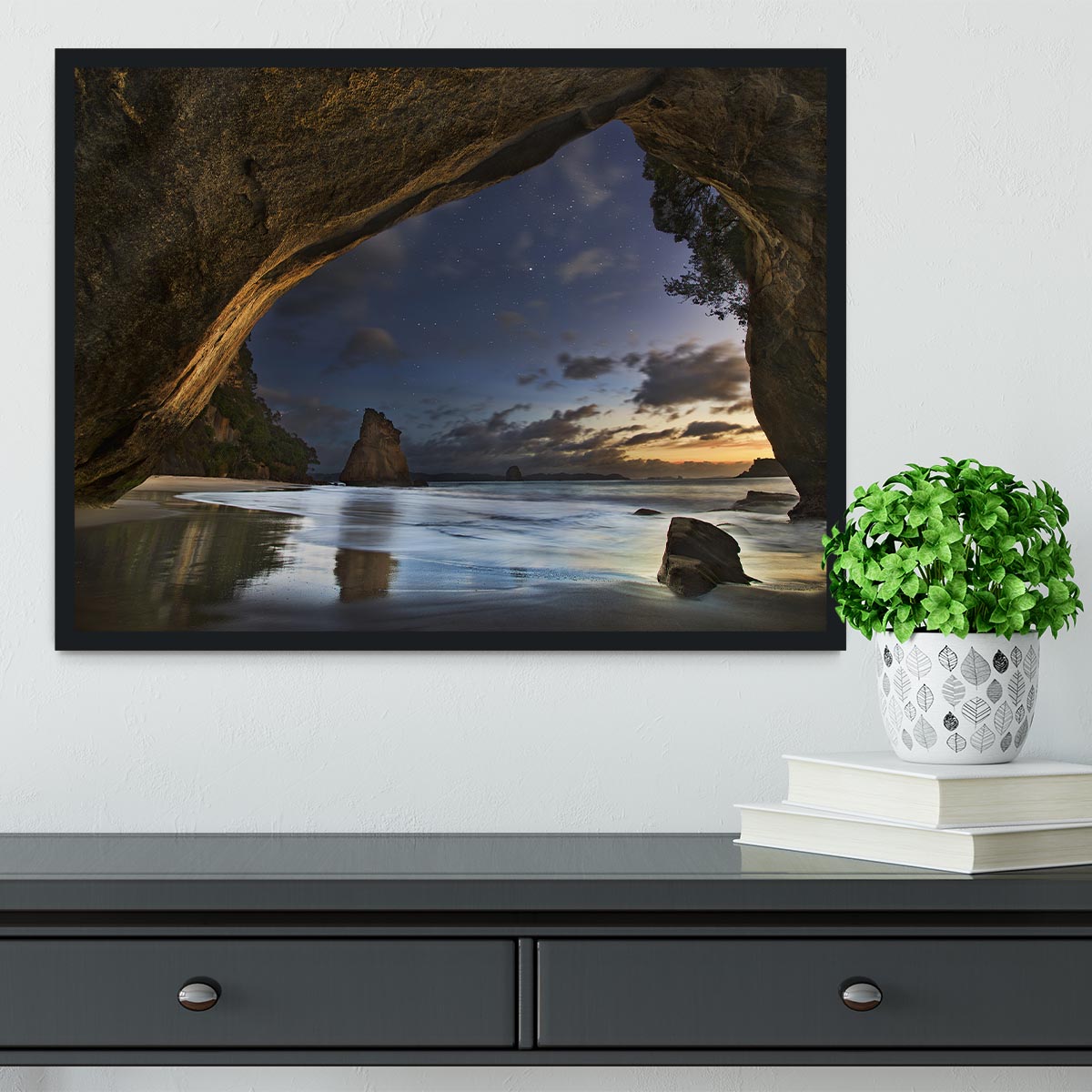 Cathedral Cove Framed Print - Canvas Art Rocks - 2