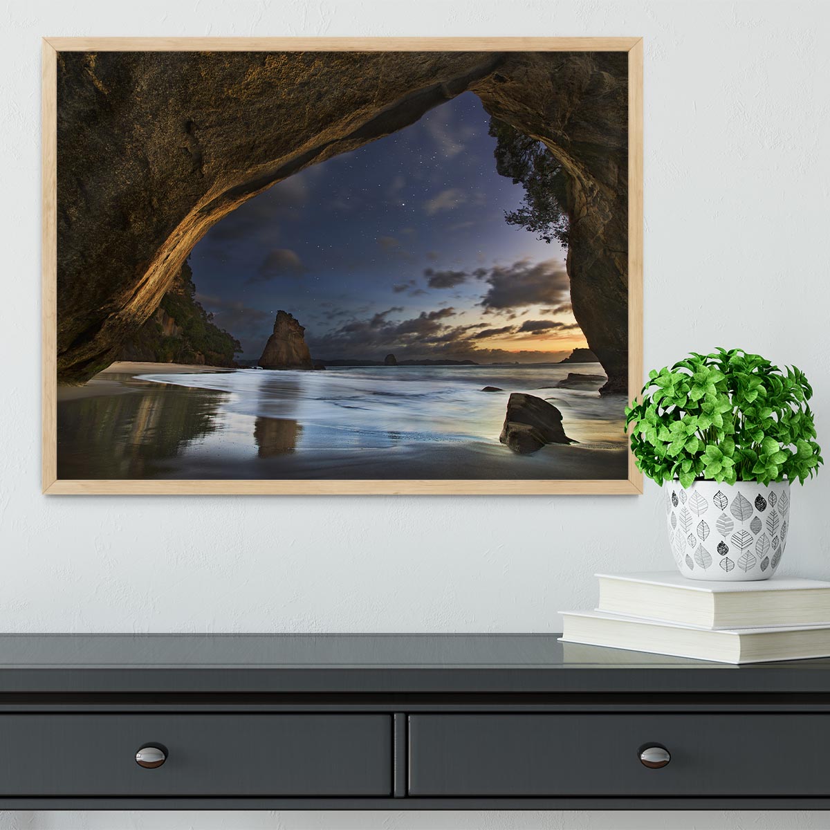 Cathedral Cove Framed Print - Canvas Art Rocks - 4