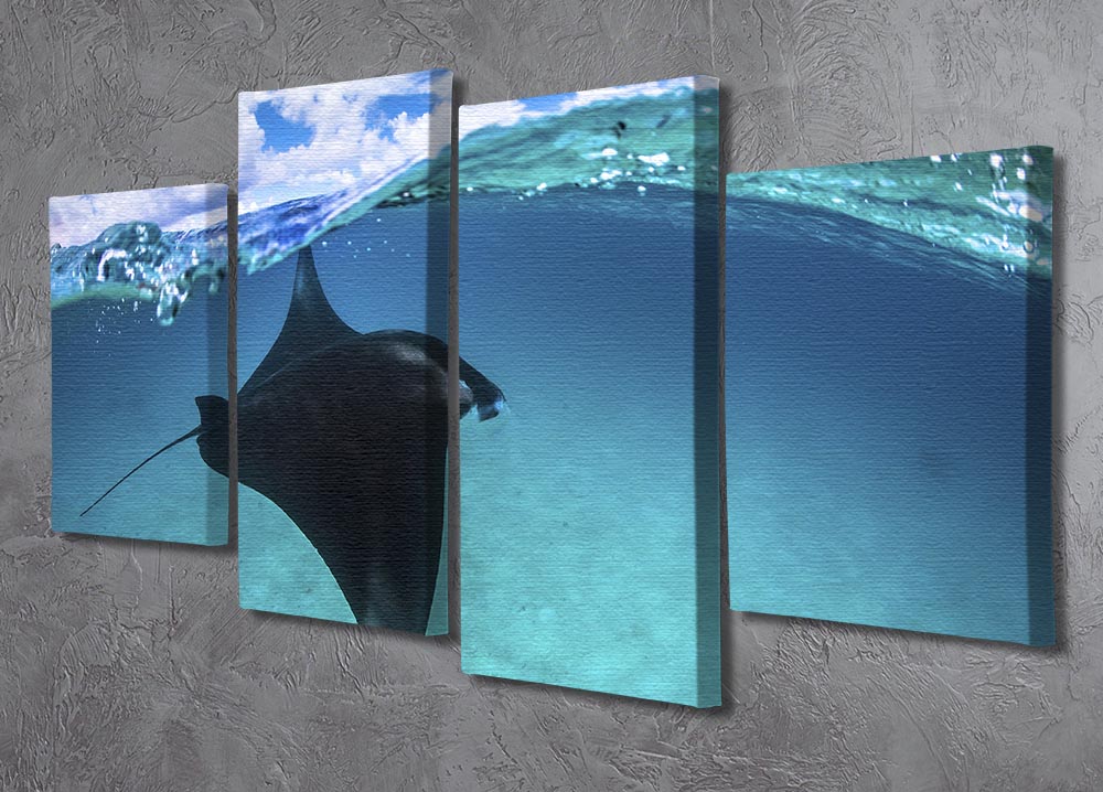 A Reef Manta Ray In Mayotte 4 Split Panel Canvas - Canvas Art Rocks - 2