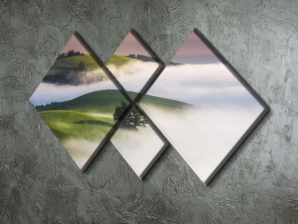 Green Hills 4 Square Multi Panel Canvas - Canvas Art Rocks - 2
