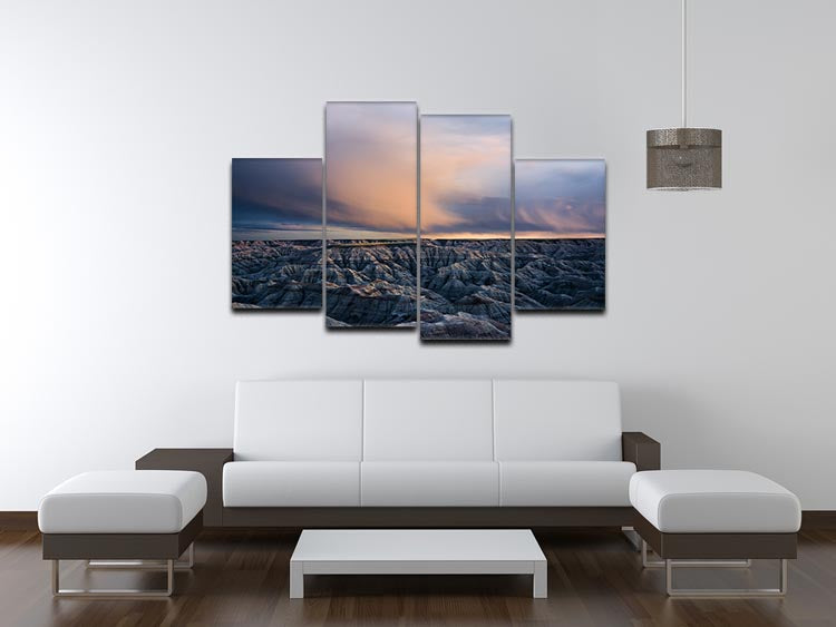 Twilight Over Badlands 4 Split Panel Canvas - Canvas Art Rocks - 3