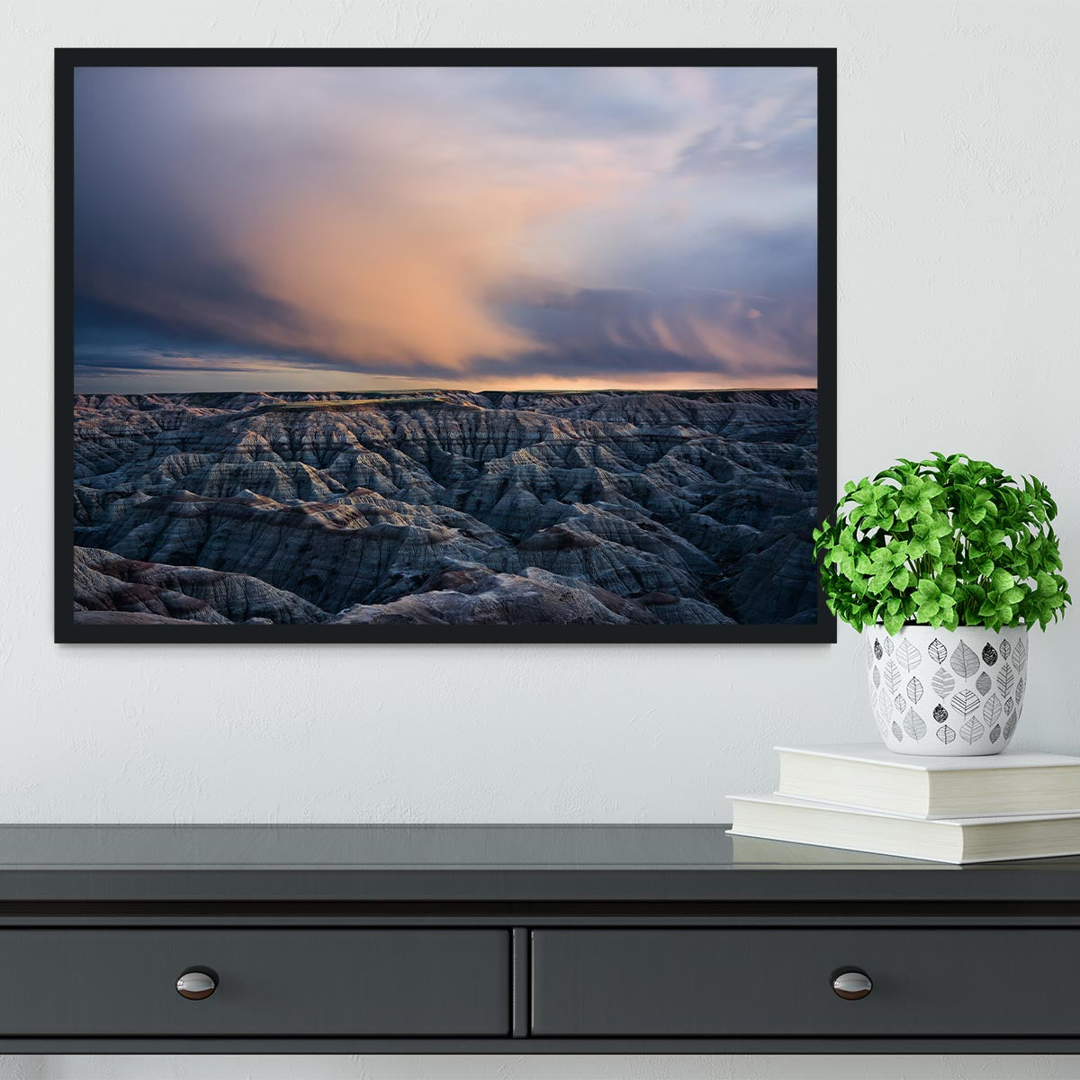 Twilight Over Badlands Framed Print - Canvas Art Rocks - 2