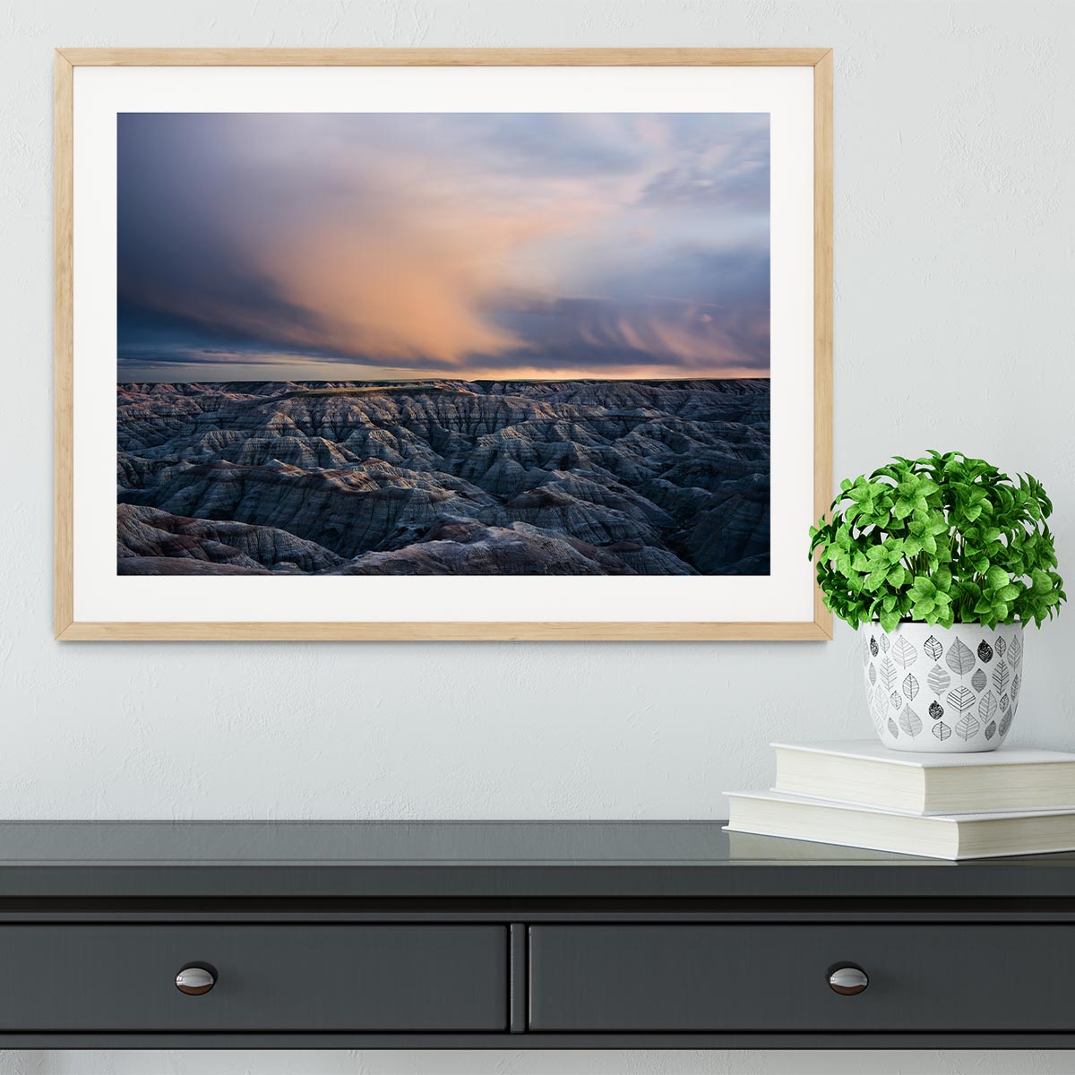 Twilight Over Badlands Framed Print - Canvas Art Rocks - 3