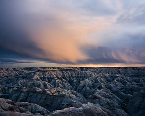 Twilight Over Badlands Wall Mural Wallpaper - Canvas Art Rocks - 1