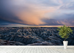 Twilight Over Badlands Wall Mural Wallpaper - Canvas Art Rocks - 4