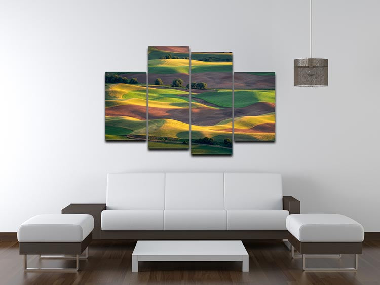 Colorful Palouse 4 Split Panel Canvas - Canvas Art Rocks - 3