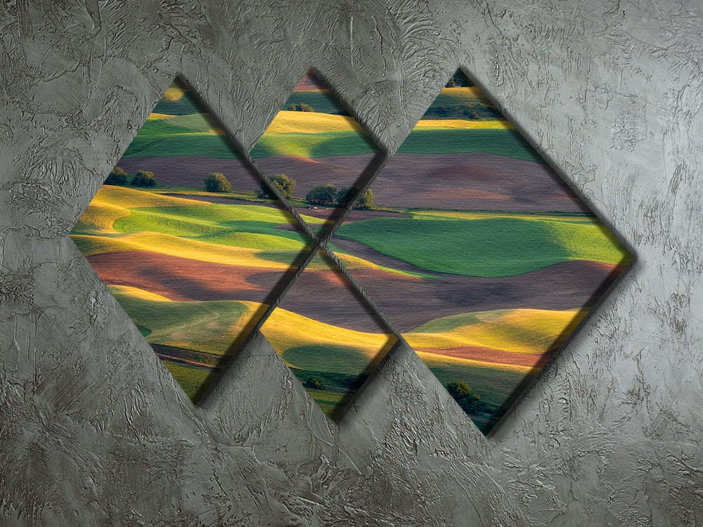 Colorful Palouse 4 Square Multi Panel Canvas - Canvas Art Rocks - 2