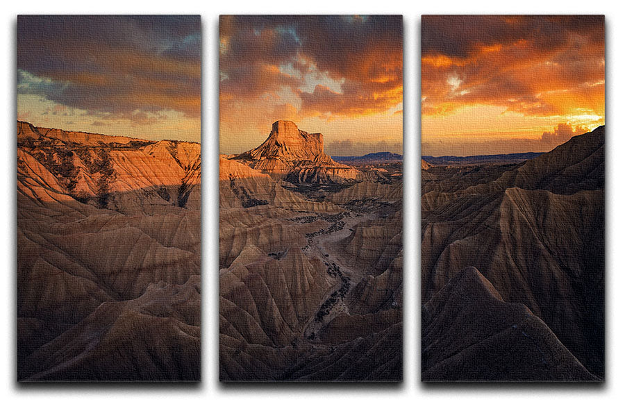 Badlands Bardenas Reales 3 Split Panel Canvas Print - Canvas Art Rocks - 1