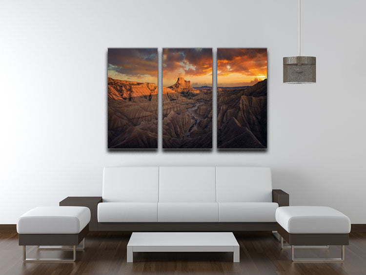 Badlands Bardenas Reales 3 Split Panel Canvas Print - Canvas Art Rocks - 3