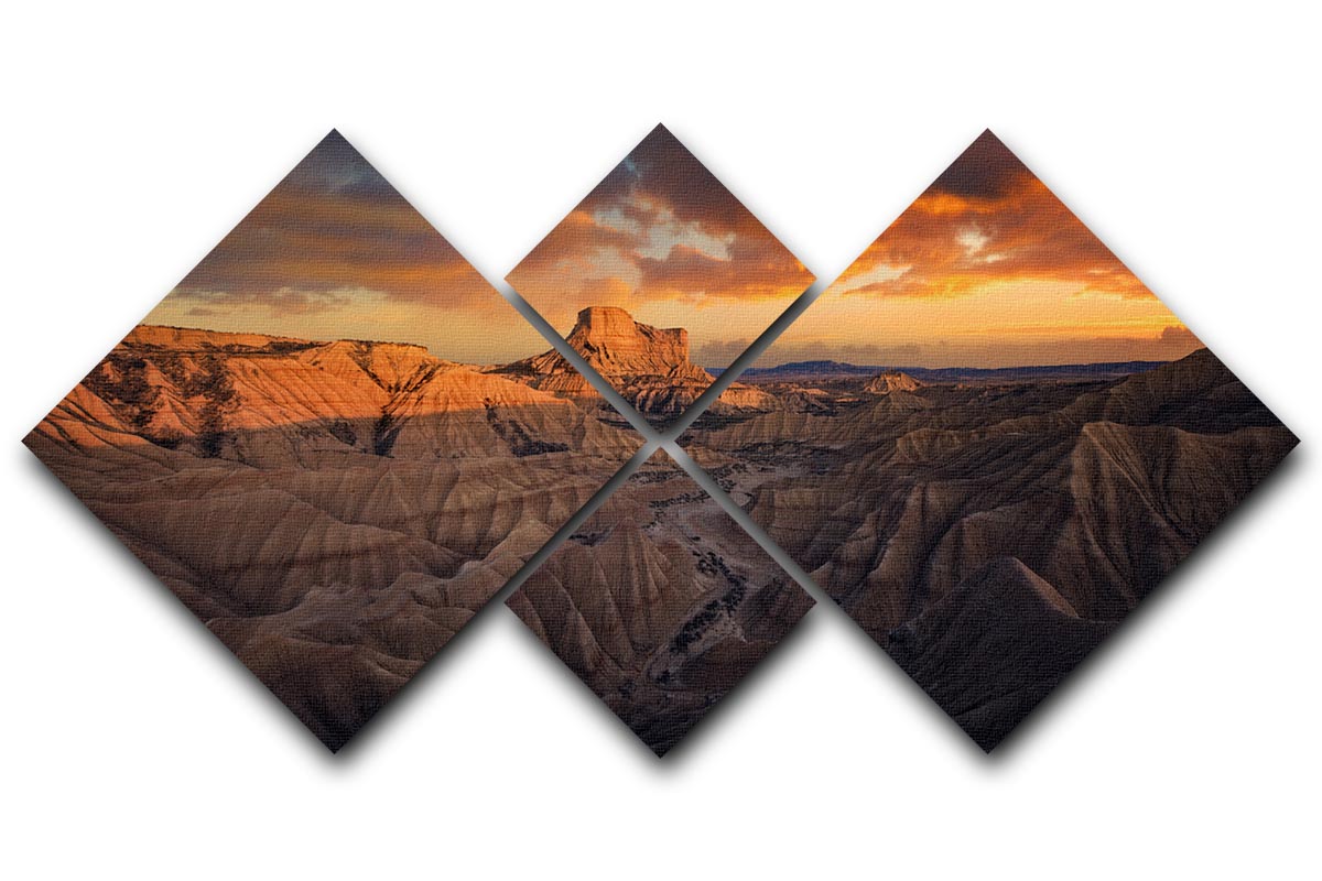 Badlands Bardenas Reales 4 Square Multi Panel Canvas - Canvas Art Rocks - 1