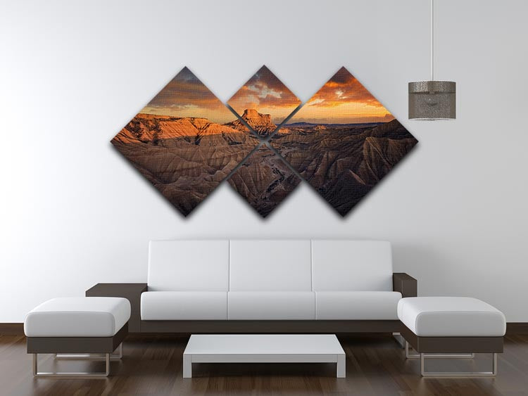 Badlands Bardenas Reales 4 Square Multi Panel Canvas - Canvas Art Rocks - 3