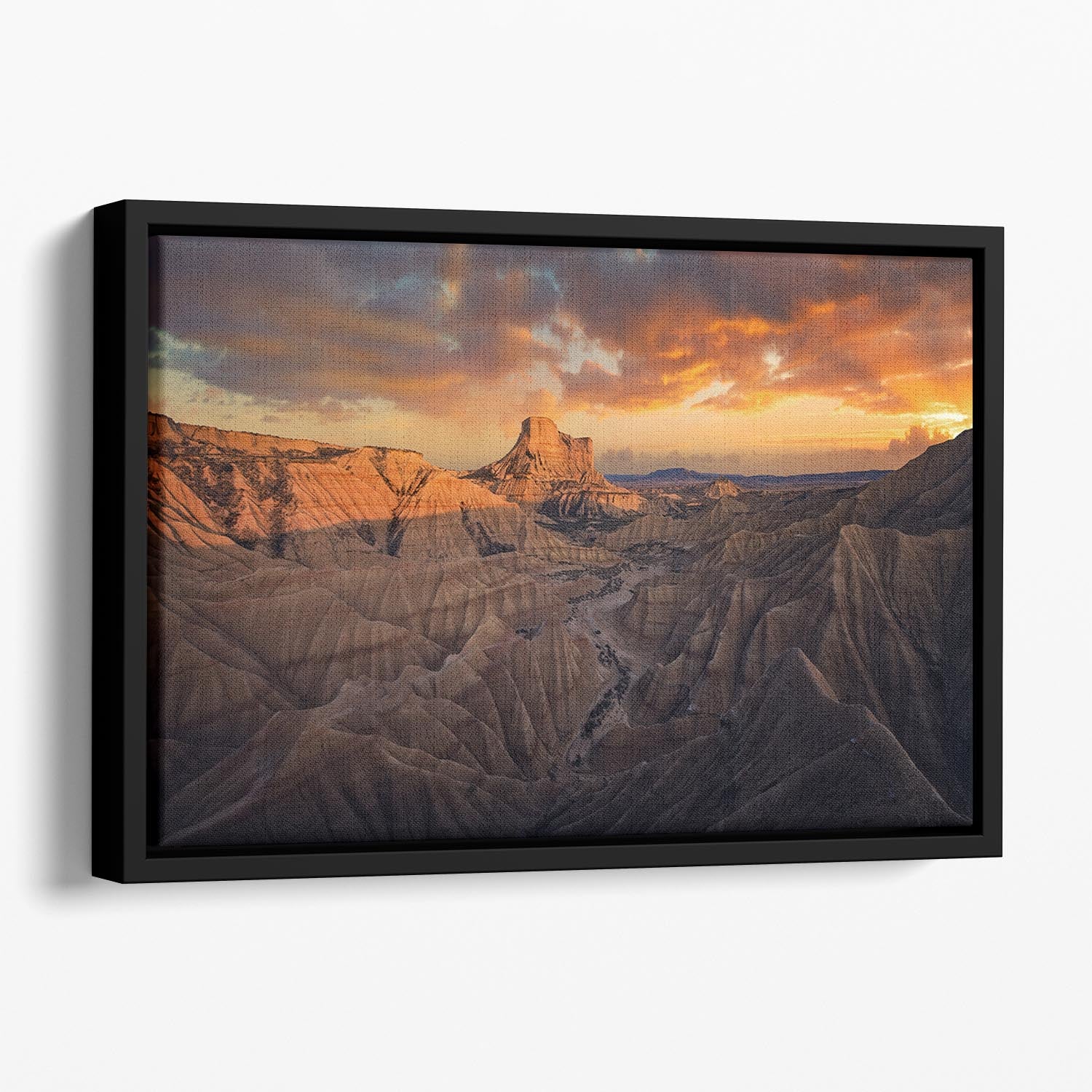 Badlands Bardenas Reales Floating Framed Canvas - Canvas Art Rocks - 1