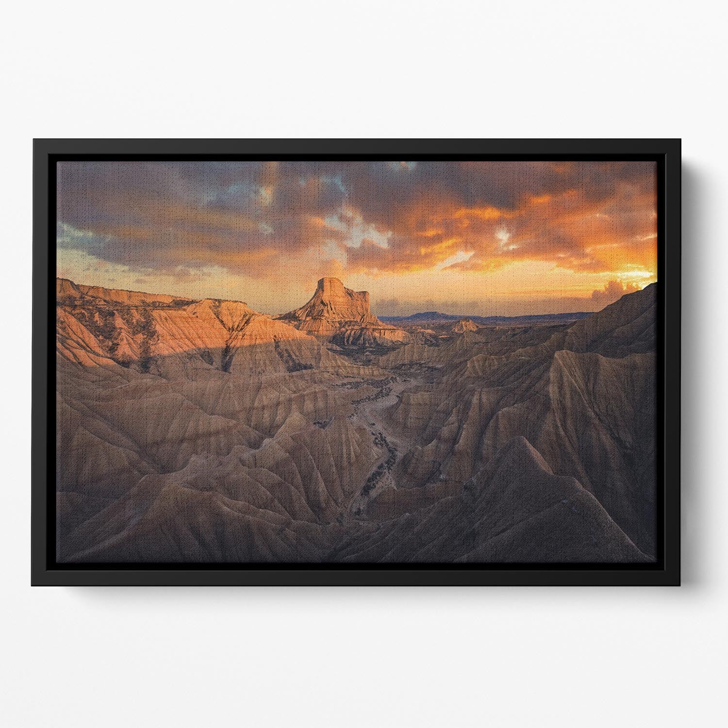 Badlands Bardenas Reales Floating Framed Canvas - Canvas Art Rocks - 2