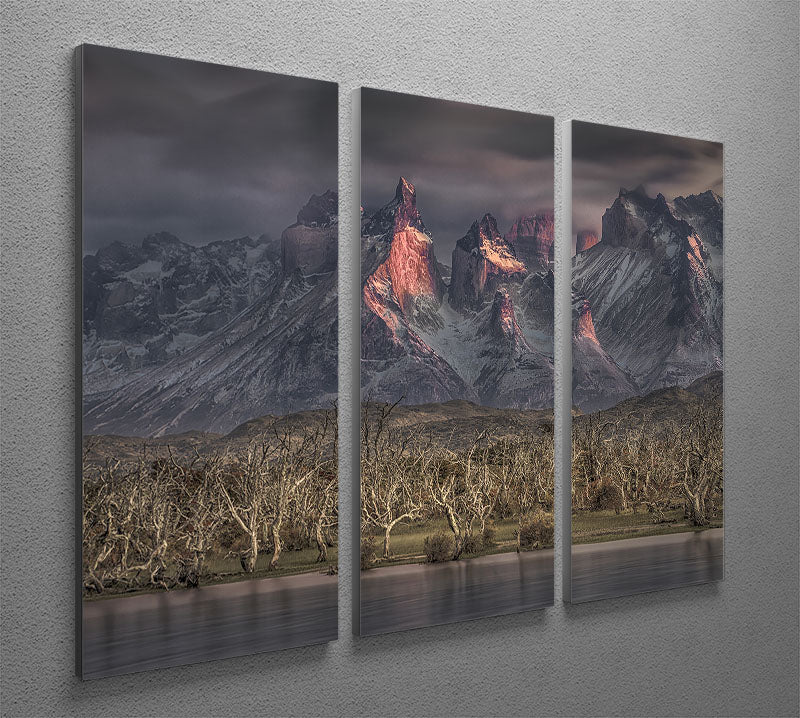 Below The Peaks Of Patagonia 3 Split Panel Canvas Print - Canvas Art Rocks - 2