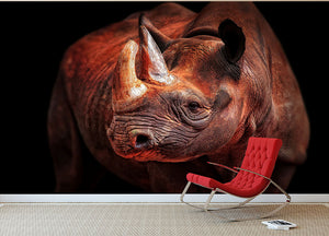 Rhino Posing Wall Mural Wallpaper - Canvas Art Rocks - 2