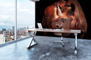 Rhino Posing Wall Mural Wallpaper - Canvas Art Rocks - 3