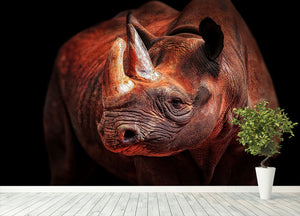 Rhino Posing Wall Mural Wallpaper - Canvas Art Rocks - 4