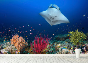 Ocean Manta Ray On The Reef Wall Mural Wallpaper - Canvas Art Rocks - 4