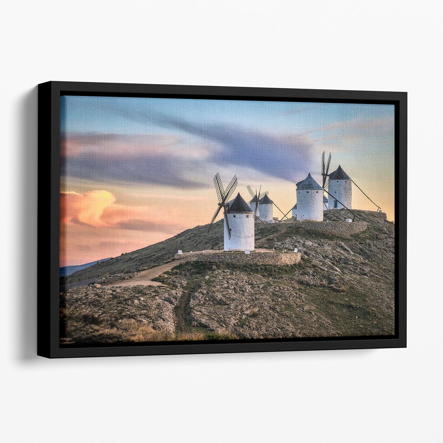 Molinos Al Viento Floating Framed Canvas - Canvas Art Rocks - 1