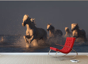 Horses in sunset light Wall Mural Wallpaper - Canvas Art Rocks - 2