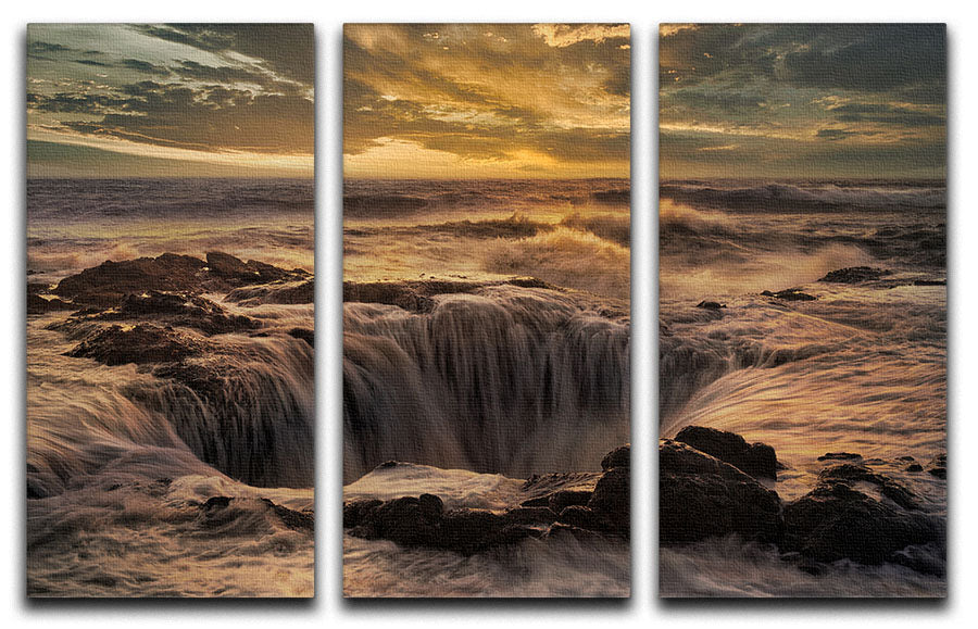 Thor's Well 3 Split Panel Canvas Print - Canvas Art Rocks - 1