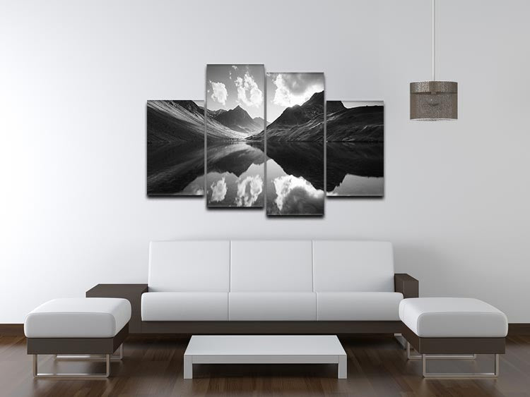 Mountain Reflection 4 Split Panel Canvas - Canvas Art Rocks - 3