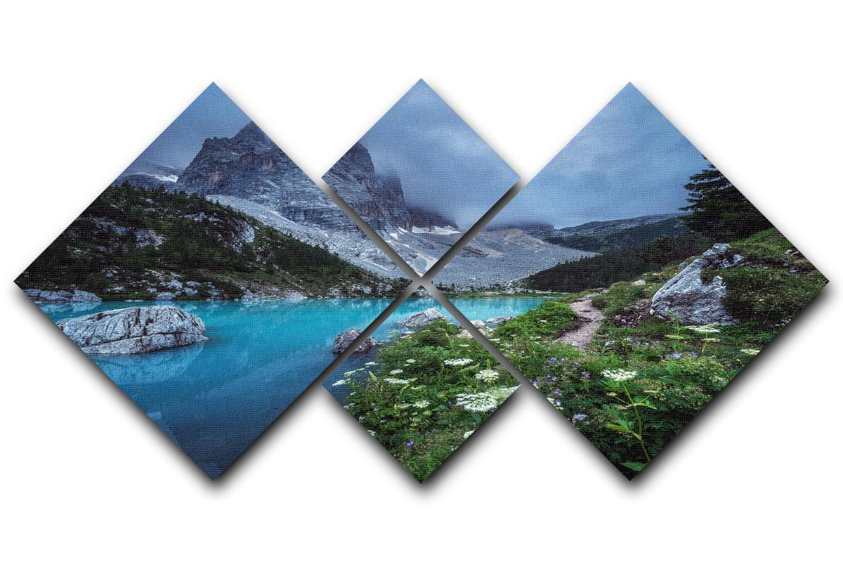 Veneto Lago Di Sorapis Panorama 4 Square Multi Panel Canvas - Canvas Art Rocks - 1