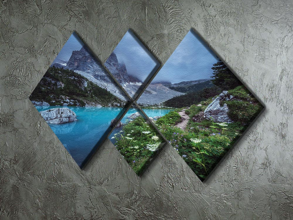 Veneto Lago Di Sorapis Panorama 4 Square Multi Panel Canvas - Canvas Art Rocks - 2