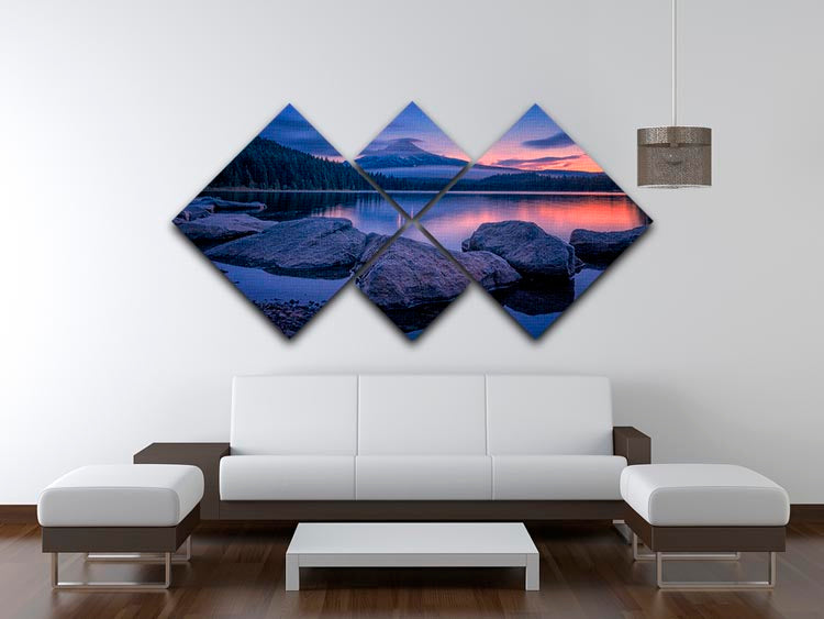 Twilight At Trillium Lake 4 Square Multi Panel Canvas - Canvas Art Rocks - 3