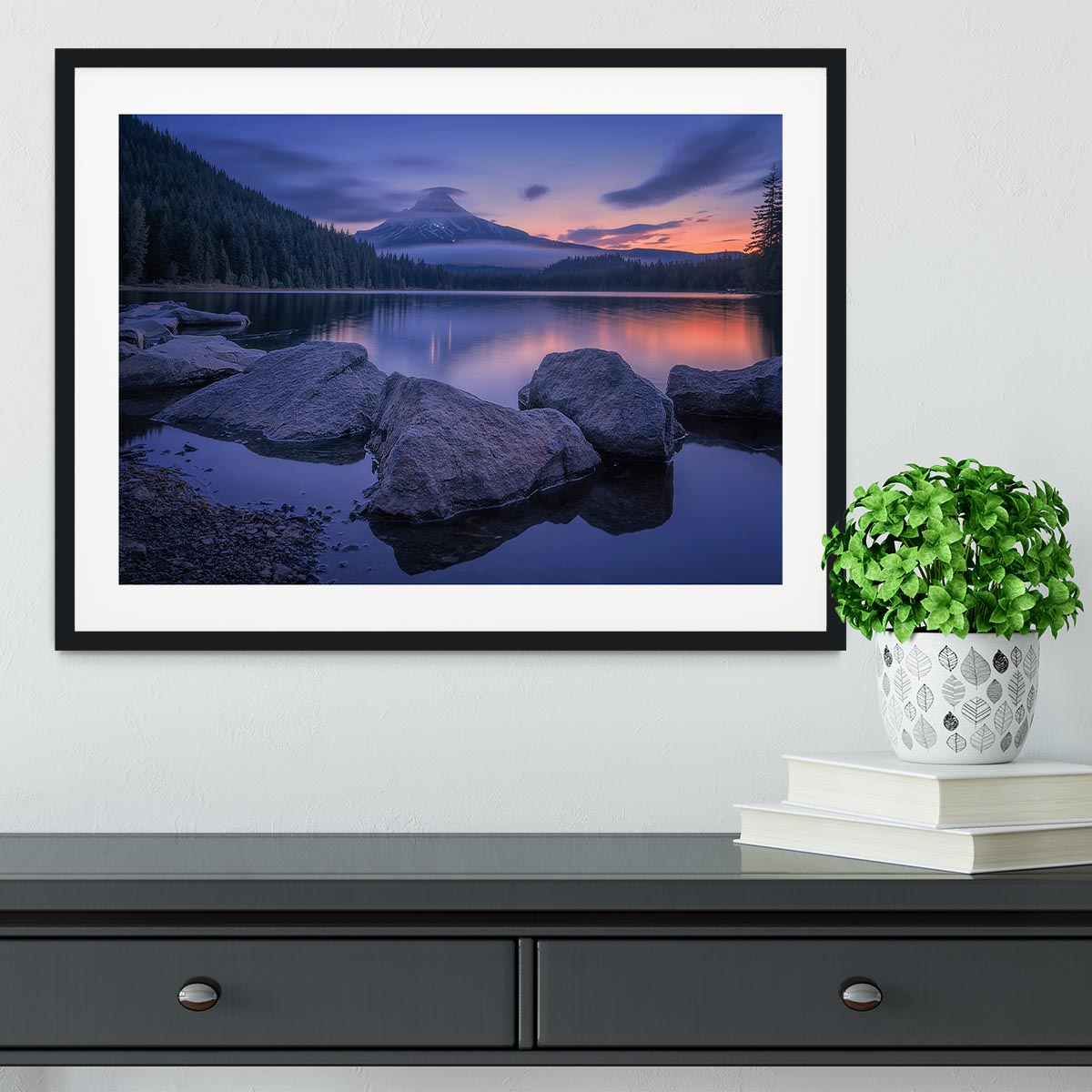 Twilight At Trillium Lake Framed Print - Canvas Art Rocks - 1