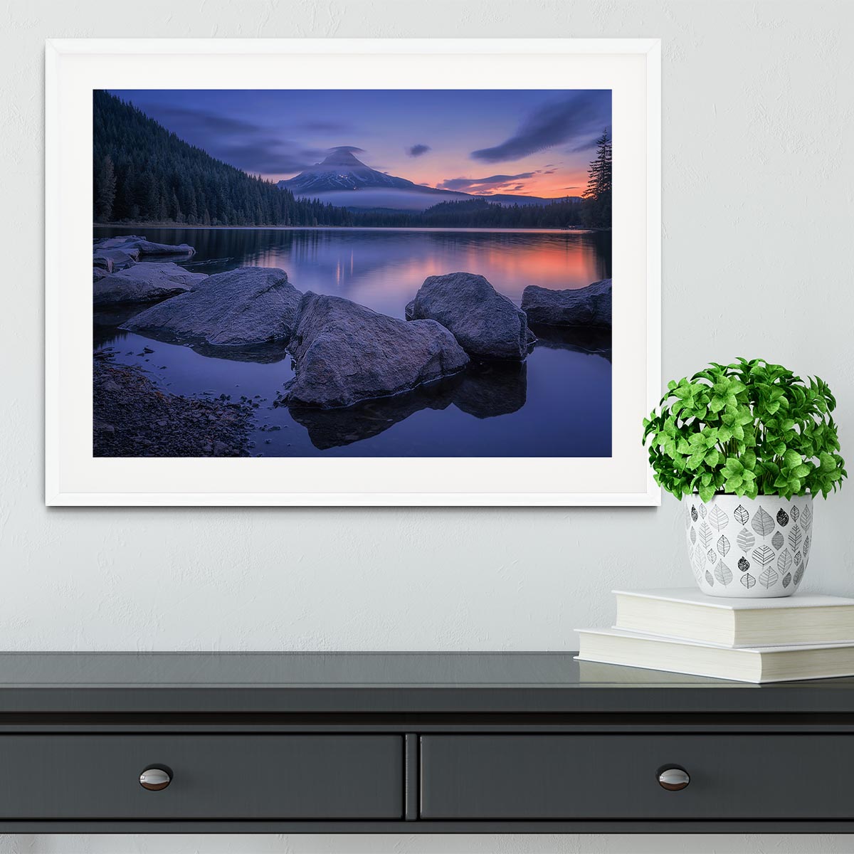 Twilight At Trillium Lake Framed Print - Canvas Art Rocks - 5