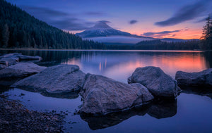 Twilight At Trillium Lake Wall Mural Wallpaper - Canvas Art Rocks - 1