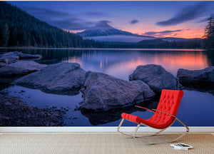 Twilight At Trillium Lake Wall Mural Wallpaper - Canvas Art Rocks - 2