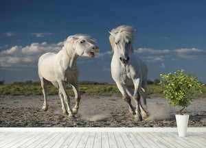 White Beach Horses Wall Mural Wallpaper - Canvas Art Rocks - 4