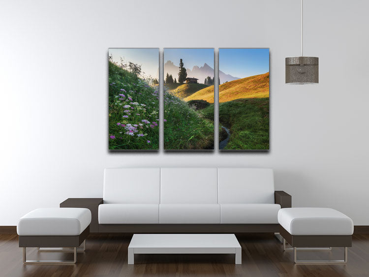 Flowery Morning 3 Split Panel Canvas Print - Canvas Art Rocks - 3