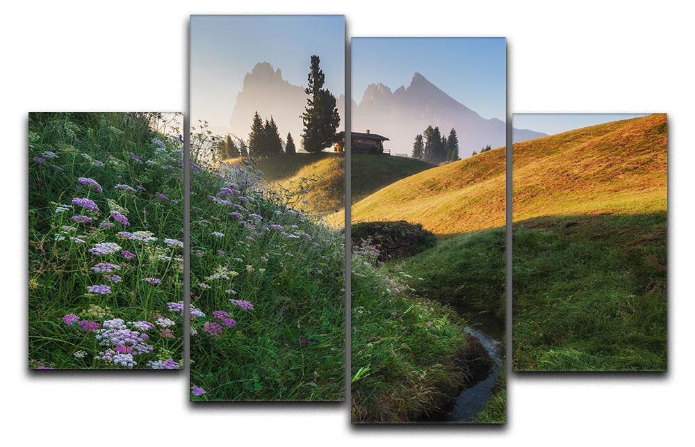 Flowery Morning 4 Split Panel Canvas - Canvas Art Rocks - 1