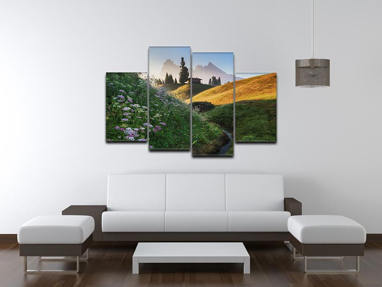 Flowery Morning 4 Split Panel Canvas - Canvas Art Rocks - 3