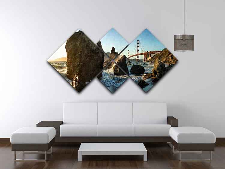 The Golden Gate Bridge 4 Square Multi Panel Canvas - Canvas Art Rocks - 3