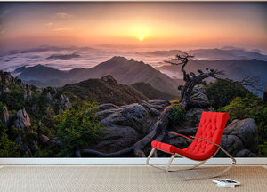 Sunrise On Top Wall Mural Wallpaper - Canvas Art Rocks - 2