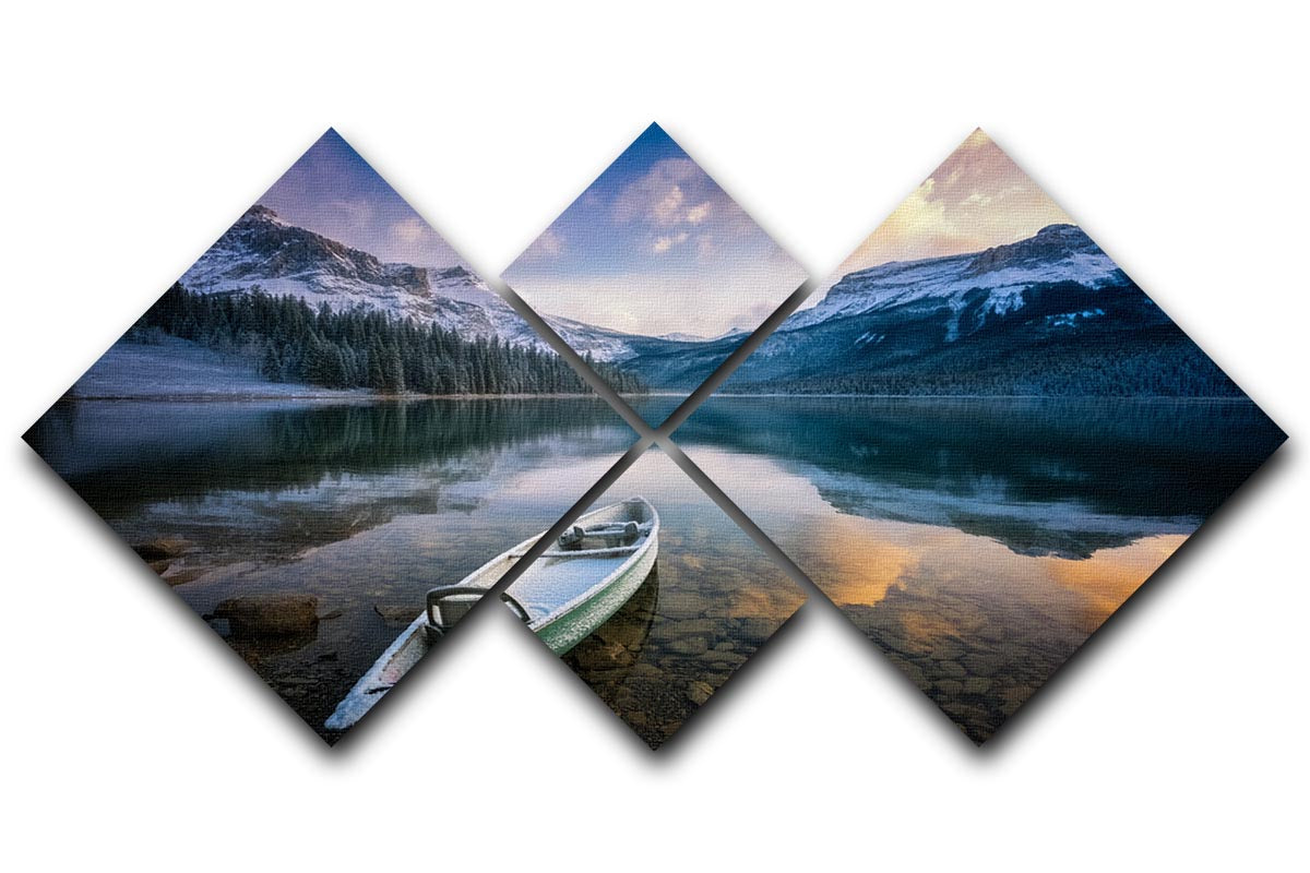 First Snow Emerald Lake 4 Square Multi Panel Canvas - Canvas Art Rocks - 1