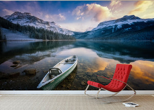 First Snow Emerald Lake Wall Mural Wallpaper - Canvas Art Rocks - 2