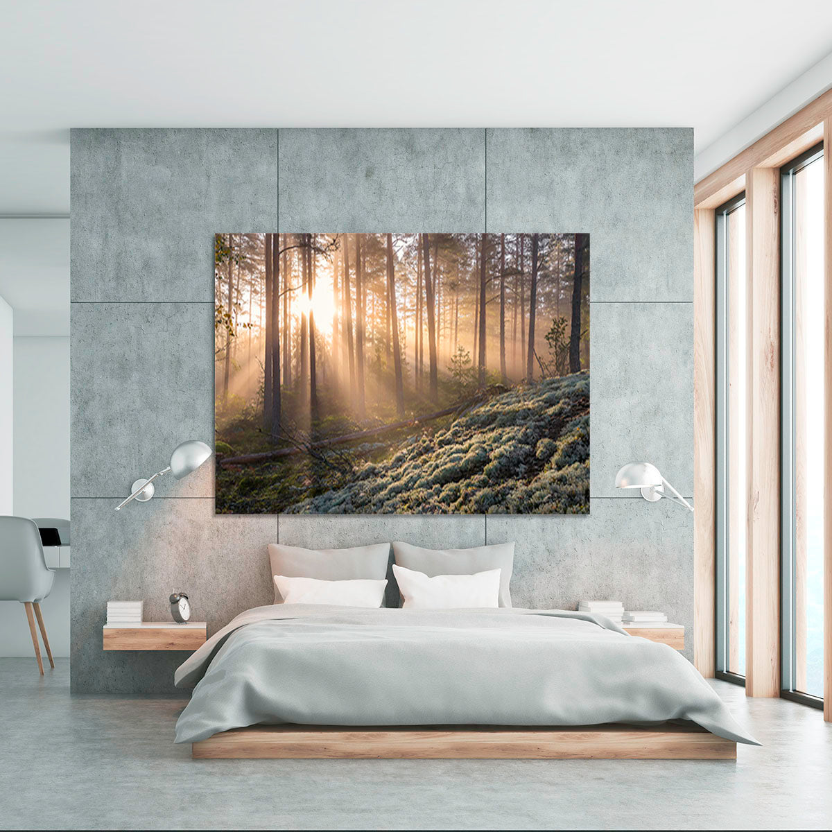 Fog In The Forest With White Moss In The Forground Canvas Print or Poster - Canvas Art Rocks - 5