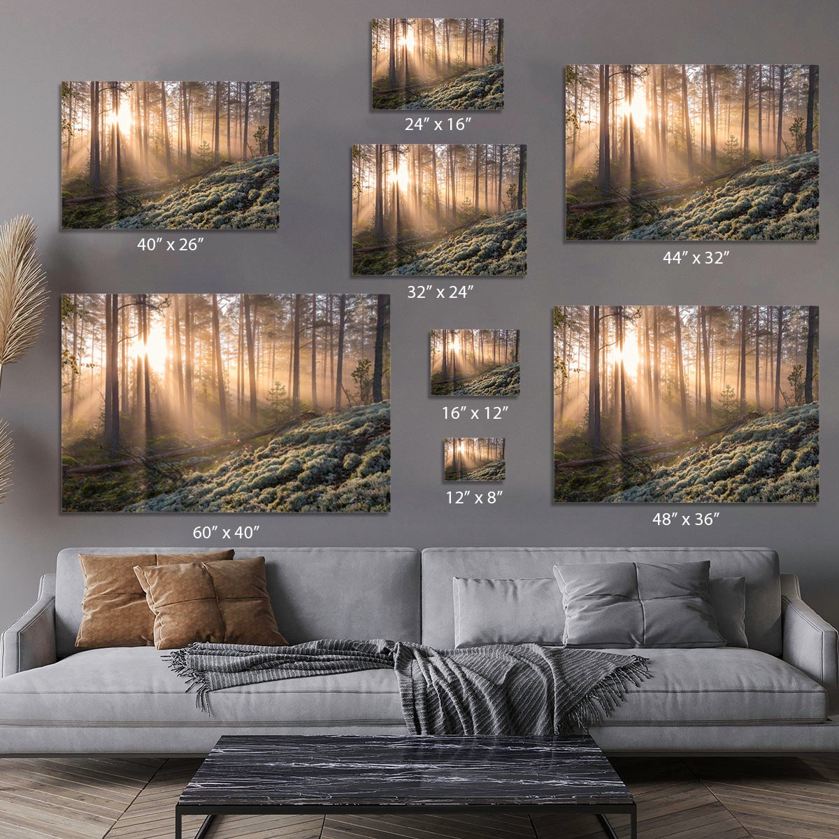 Fog In The Forest With White Moss In The Forground Canvas Print or Poster - Canvas Art Rocks - 7