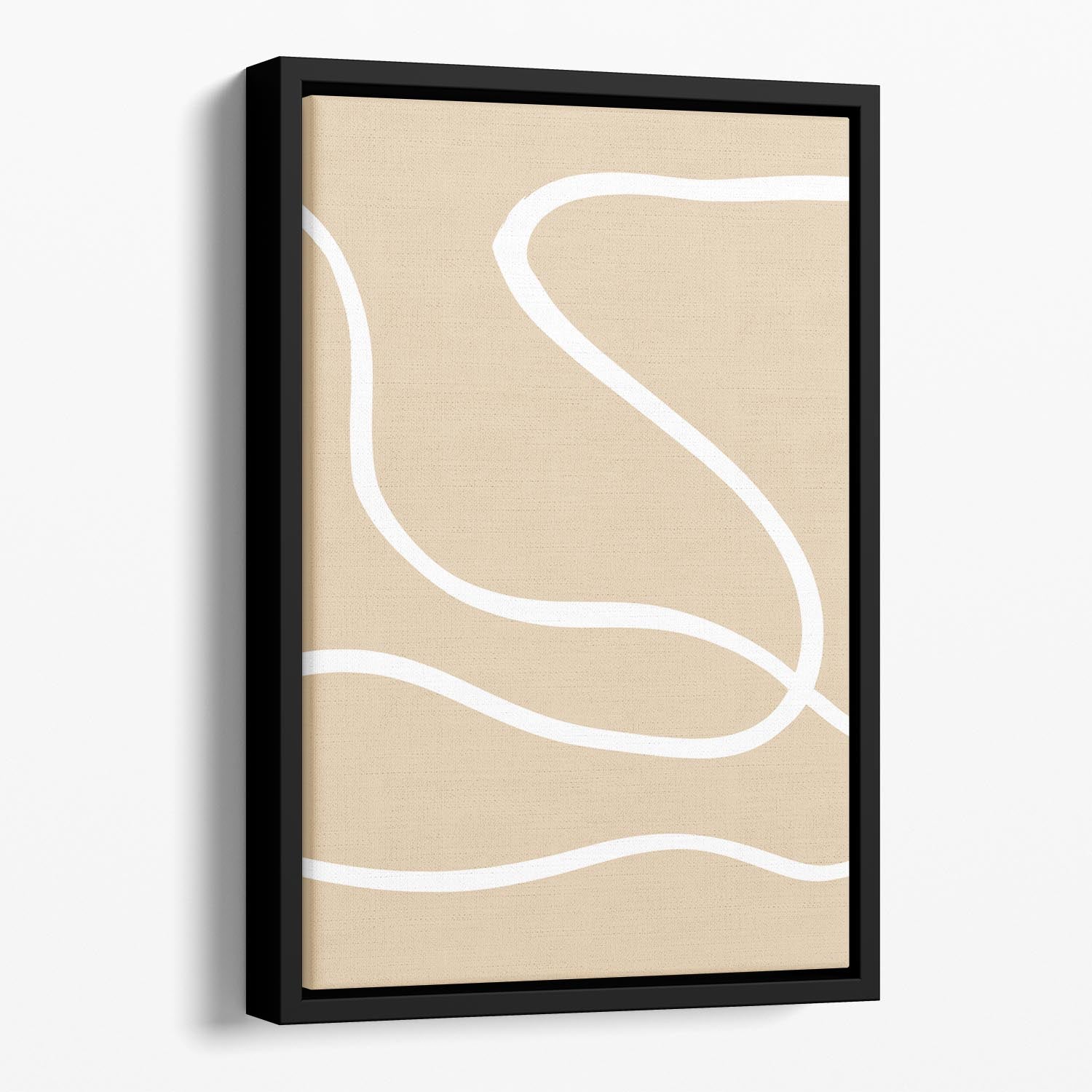 Beige Lines 01 Floating Framed Canvas - Canvas Art Rocks - 1