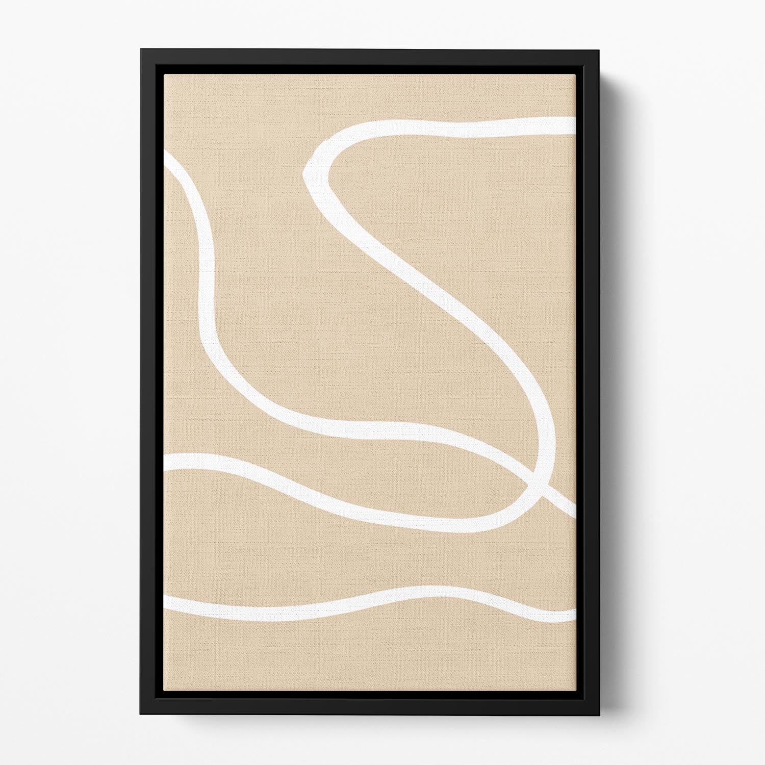 Beige Lines 01 Floating Framed Canvas - Canvas Art Rocks - 2