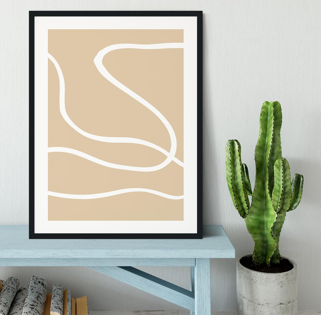 Beige Lines 01 Framed Print - Canvas Art Rocks - 1