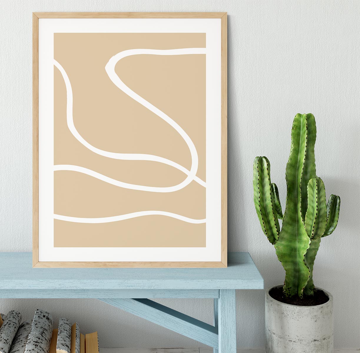 Beige Lines 01 Framed Print - Canvas Art Rocks - 3