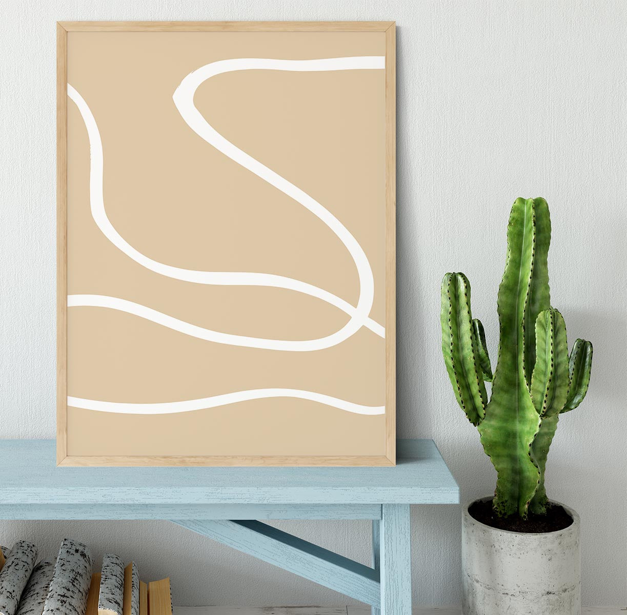 Beige Lines 01 Framed Print - Canvas Art Rocks - 4